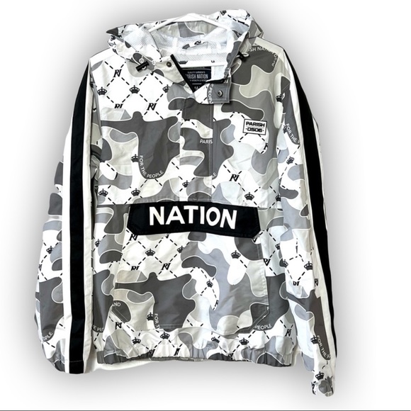 Parish Nation Other - ⭐️ Parish Nation Pullover Gray & White Camouflage Jacket Size SMALL